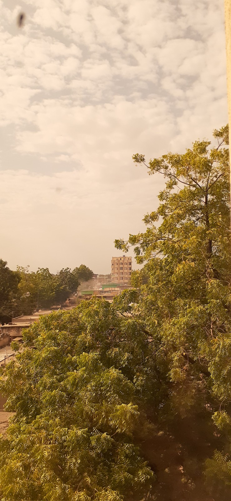 Street and buildings in Damazin, Sudan, in 2019